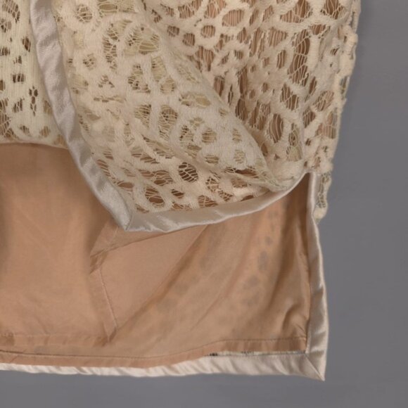 Kora Rae Women’s WOOL SILK Blend Beige Lace Pencil Skirt USA MADE No Size Tag S - Picture 13 of 16